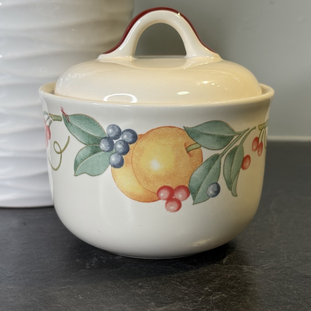 Corelle Coordinates ABUNDANCE Stoneware Creamer Lidded Sugar Bowl EUC